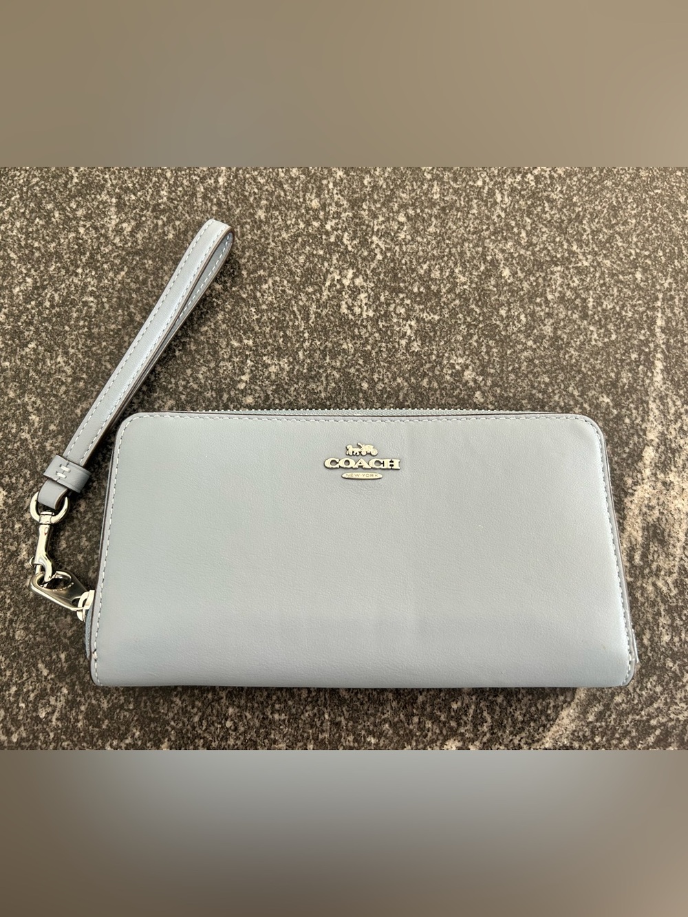 Coach Leather Zip-Around Wallet - Blue